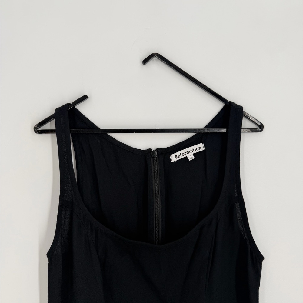 Reformation Noha Black Slim Fitting Side Slit Mini Dress